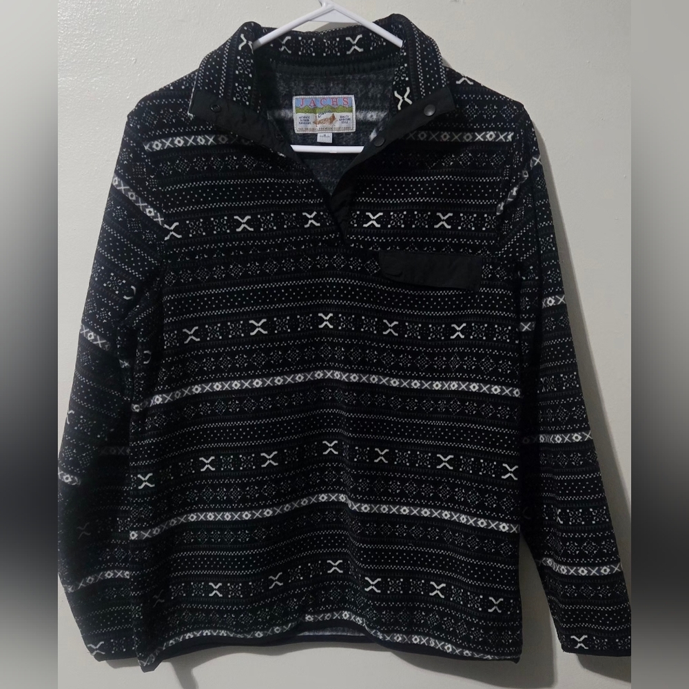 Jachs Black and White Patterned Pullover Size Small